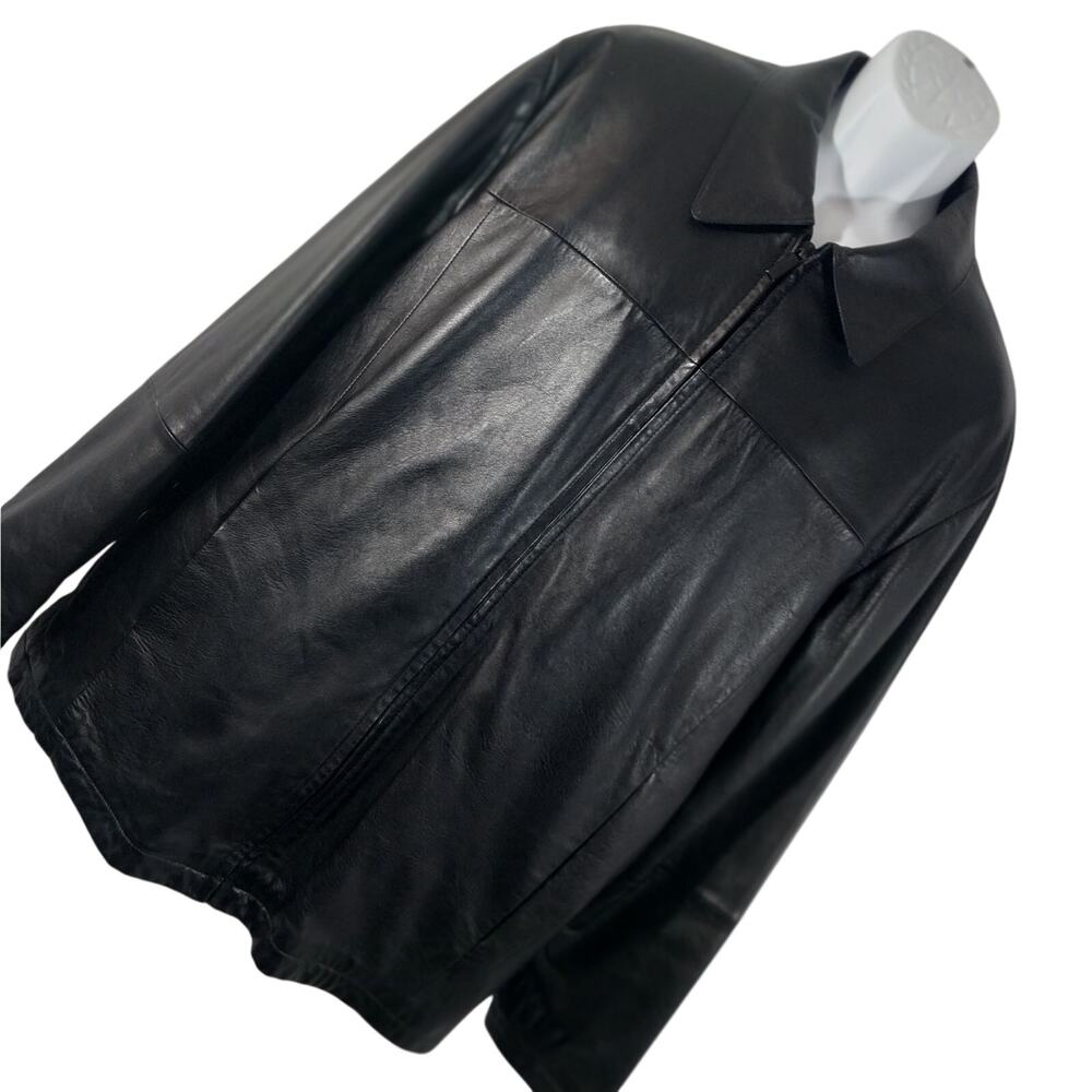 WILSONS LEATHER! LUXE, SUPPLE BLACK GENUINE LEATHER ZIP OUT LINER JACKET! SZ L